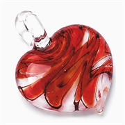Glasvedhæng. Hjerte i Murano stil. 50 mm. Orangerød